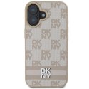 Etui DKNY Checkered Pattern & Printed Stripes na iPhone 16 - różowe