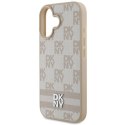 Etui DKNY Checkered Pattern & Printed Stripes na iPhone 16 - różowe