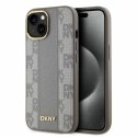 Etui DKNY Leather Checkered Mono Pattern MagSafe na iPhone 14 - beżowe