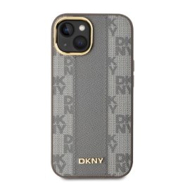 Etui DKNY Leather Checkered Mono Pattern MagSafe na iPhone 14 - beżowe