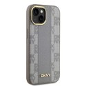 Etui DKNY Leather Checkered Mono Pattern MagSafe na iPhone 14 - beżowe