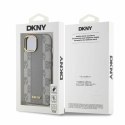 Etui DKNY Leather Checkered Mono Pattern MagSafe na iPhone 14 - beżowe