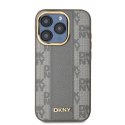 Etui DKNY Leather Checkered Mono Pattern MagSafe na iPhone 15 Pro Max - beżowe