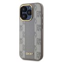 Etui DKNY Leather Checkered Mono Pattern MagSafe na iPhone 15 Pro Max - beżowe