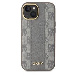 Etui DKNY Leather Checkered Mono Pattern MagSafe na iPhone 15 - beżowe