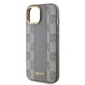 Etui DKNY Leather Checkered Mono Pattern MagSafe na iPhone 15 - beżowe