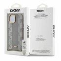 Etui DKNY Leather Checkered Mono Pattern MagSafe na iPhone 15 - beżowe