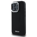 Etui DKNY Plain Silver Logo MagSafe na iPhone 16 Pro - czarne