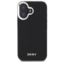 Etui DKNY Plain Silver Logo MagSafe na iPhone 16 - czarne