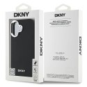 Etui DKNY Plain Silver Logo MagSafe na iPhone 16 - czarne