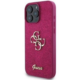 Etui Guess Glitter Script Big 4G na iPhone 16 Pro - fioletowe