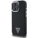 Etui Guess Grained Triangle MagSafe na iPhone 16 Pro - czarne