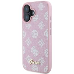 Etui Guess Peony Script Logo MagSafe na iPhone 16 Plus - różowe