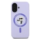 Etui Karl Lagerfeld Silicone Karl&Choupette Ring MagSafe na iPhone 16 - fioletowe