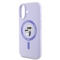 Etui Karl Lagerfeld Silicone Karl&Choupette Ring MagSafe na iPhone 16 - fioletowe