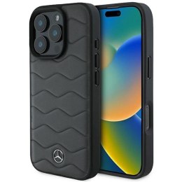 Etui Mercedes MB Waves Leather na iPhone 16 Pro Max - szare