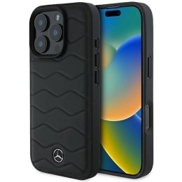 Etui Mercedes MB Waves Leather na iPhone 16 Pro - czarne