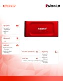 Kingston Dysk SSD XS1000R 2TB USB3.2 Gen2.2 Zewnętrzny Red