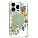 Etui Guess IML Flower & Tonal Circle MagSafe na iPhone 16 Pro Max - zielone