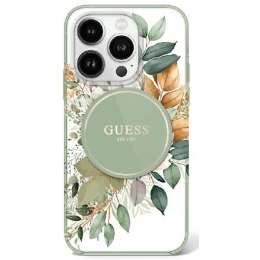 Etui Guess IML Flower & Tonal Circle MagSafe na iPhone 16 Pro - zielone