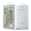 Etui Guess IML Flower & Tonal Circle MagSafe na iPhone 16 - zielone