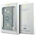 Etui Guess IML Flowers Allover Electro With Pearl Strap MagSafe na iPhone 16 Plus - zielone