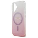 Etui Guess IML Glitter Gradient MagSafe na iPhone 16 Plus - różowe