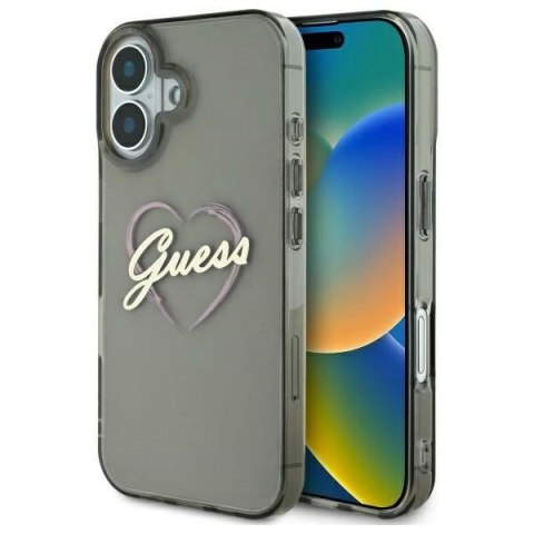 Etui Guess IML Heart na iPhone 16 Plus - czarne