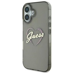 Etui Guess IML Heart na iPhone 16 - czarne