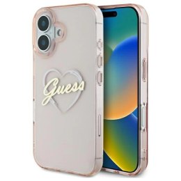 Etui Guess IML Heart na iPhone 16 - różowe