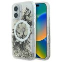 Etui Guess Liquid Glitter Flower MagSafe na iPhone 16 - beżowe