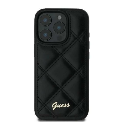 Etui Guess Quilted Metal Logo na iPhone 16 Plus - czarne