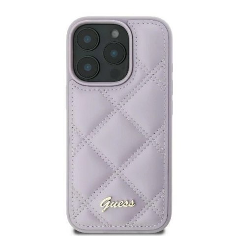 Etui Guess Quilted Metal Logo na iPhone 16 - jasnofioletowe