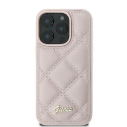 Etui Guess Quilted Metal Logo na iPhone 16 - różowe