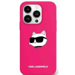 Etui Karl Lagerfeld Silicone Choupette Head Print MagSafe na iPhone 16 - fuksja