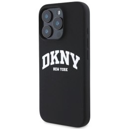 Etui DKNY Silicone White Printed Logo MagSafe na iPhone 16 Pro Max - czarne