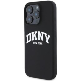 Etui DKNY Silicone White Printed Logo MagSafe na iPhone 16 Pro - czarne