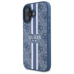 Etui Guess 4G Printed Stripes MagSafe na iPhone 16 - niebieskie