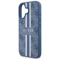 Etui Guess 4G Printed Stripes MagSafe na iPhone 16 - niebieskie