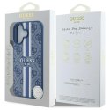 Etui Guess 4G Printed Stripes MagSafe na iPhone 16 - niebieskie