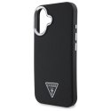 Etui Guess Grained Triangle MagSafe na iPhone 16 - czarne