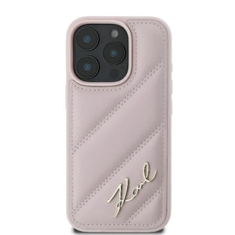 Etui Karl Lagerfeld Quilted Signature na iPhone 16 - różowe