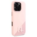 Etui Karl Lagerfeld Silicone Shadow Metal Initial MagSafe na iPhone 16 Pro Max - różowe