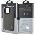 Etui Mercedes MB Curved Stitches Leather na iPhone 16 Pro Max - brązowe