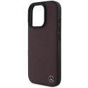 Etui Mercedes MB Wood Imitation Leather MagSafe na iPhone 16 Pro - czerwone