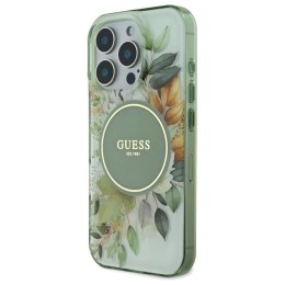 Etui Guess IML Flower & Tonal Circle MagSafe na iPhone 16 Pro Max - zielone