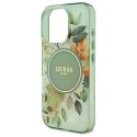 Etui Guess IML Flower & Tonal Circle MagSafe na iPhone 16 Pro Max - zielone