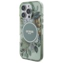 Etui Guess IML Flowers With Pearl Strap MagSafe na iPhone 16 Pro - zielone