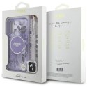 Etui Guess IML Flowers With Pearl Strap MagSafe na iPhone 16 - fioletowe