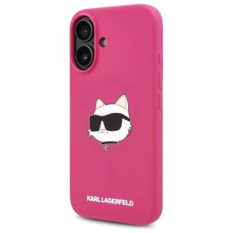 Etui Karl Lagerfeld Silicone Choupette Head Print MagSafe na iPhone 16 - fuksja